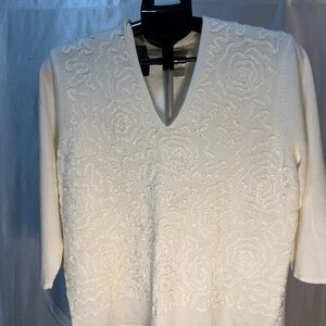 Designers Originals Ivory Embroidered Knit Top Size L